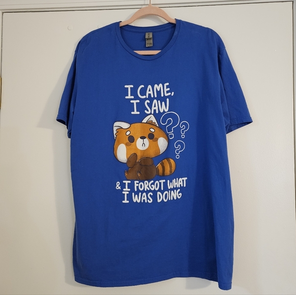 Mens/Unisex XL Blue T-Shirt Tee with Red Panda Graphic - Picture 3 of 6